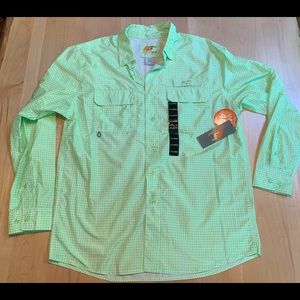 Lime Green Plaid UPF long Sleeve button down